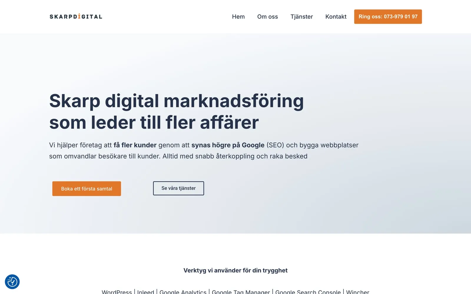Startsidan på skarpdigital.se