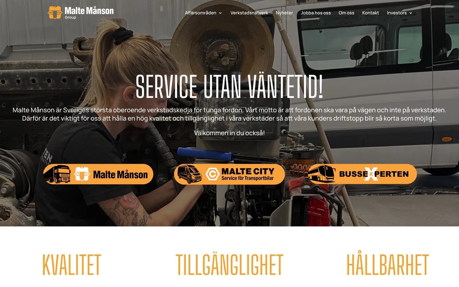 Startsidan på maltemansongroup.com