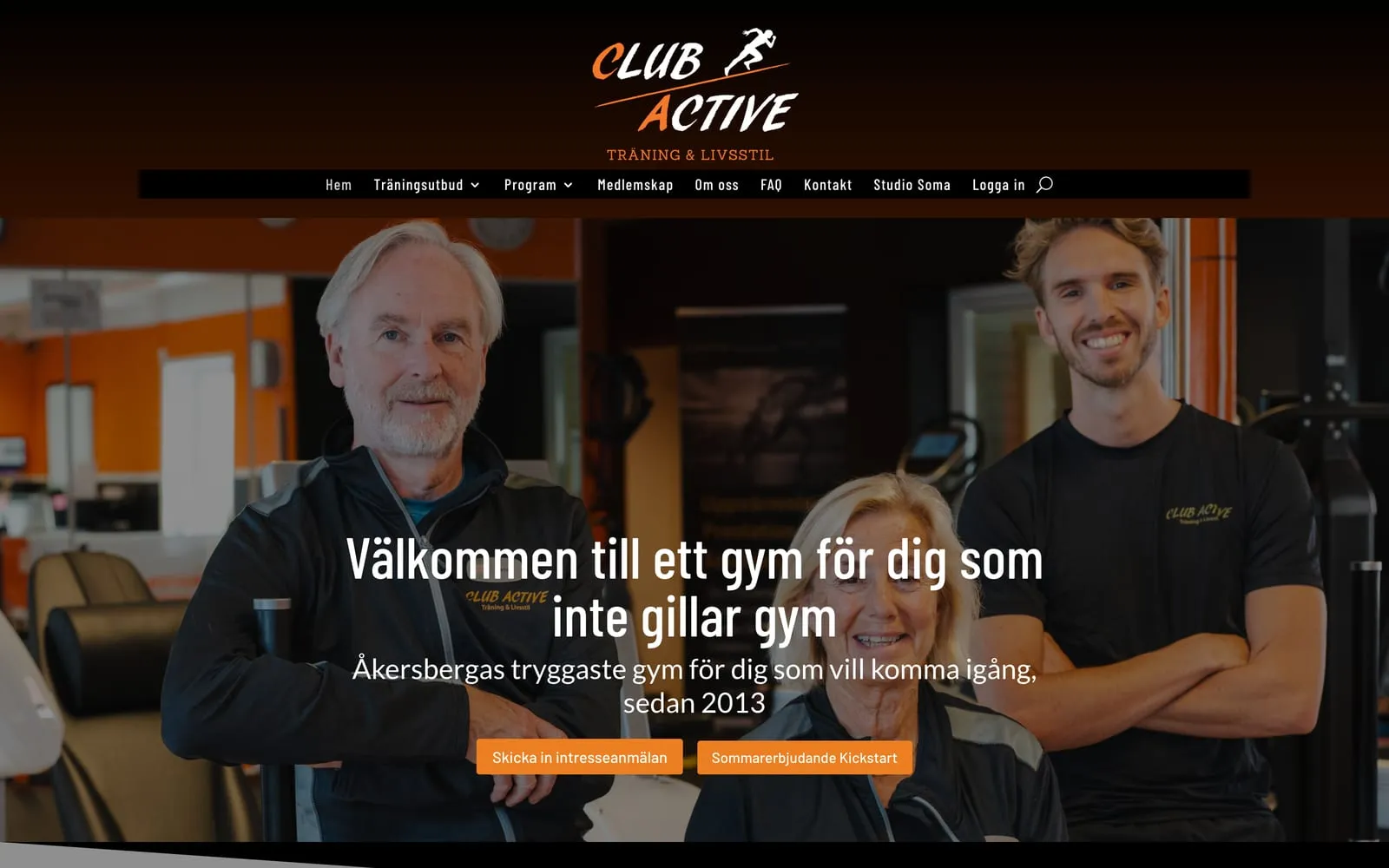 Startsidan på clubactive.se