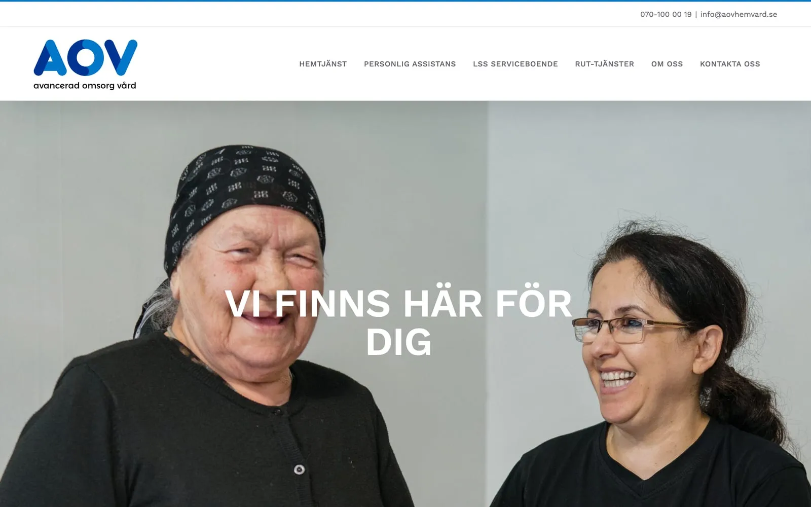 Startsidan på aovhemvard.se