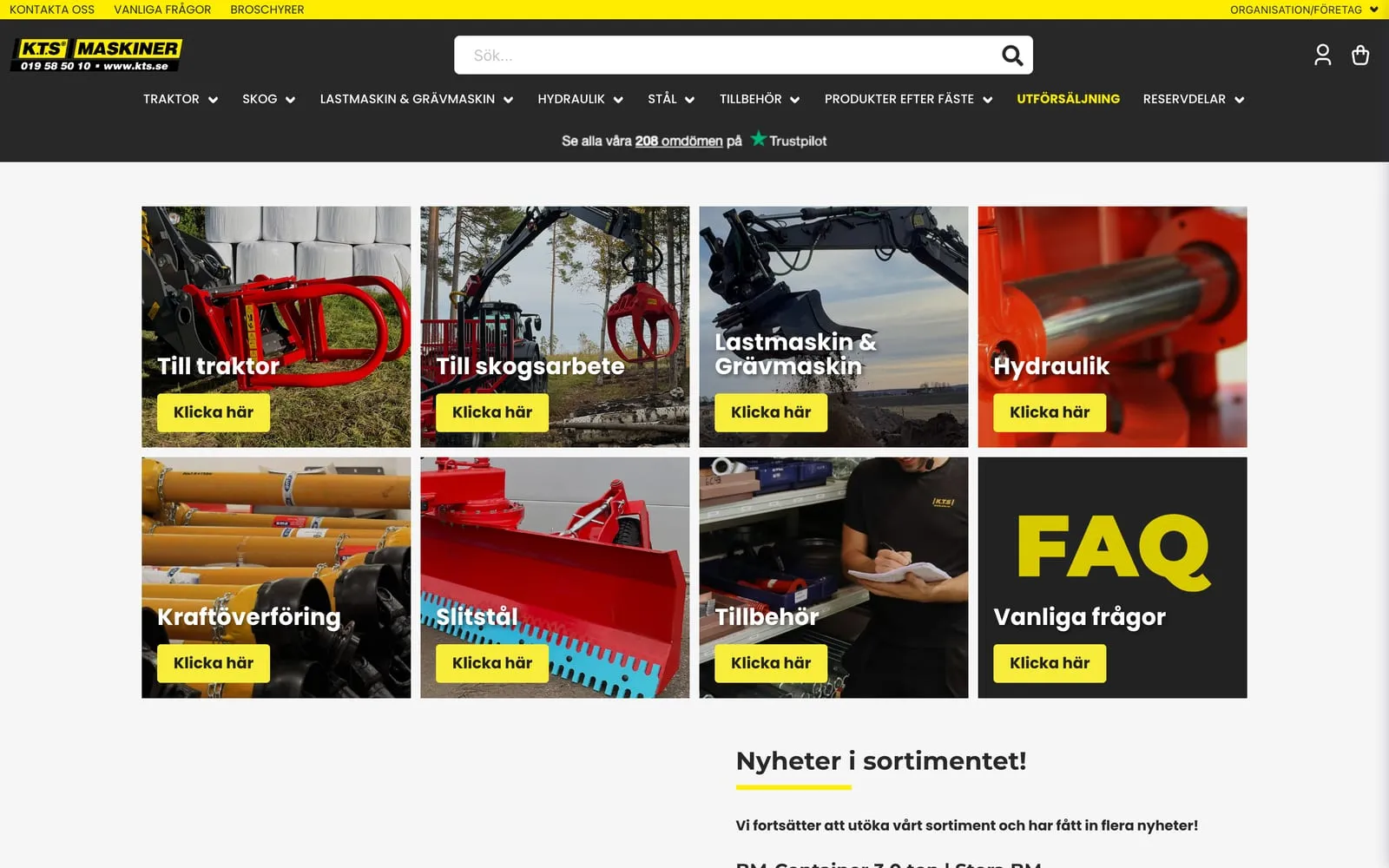 Startsidan på kts.se