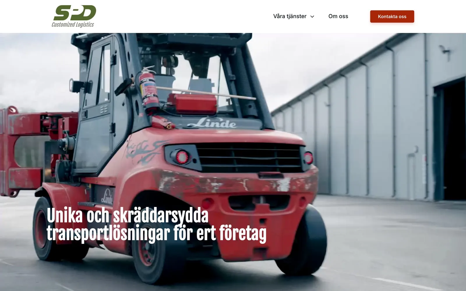 Startsidan på spdtransport.se