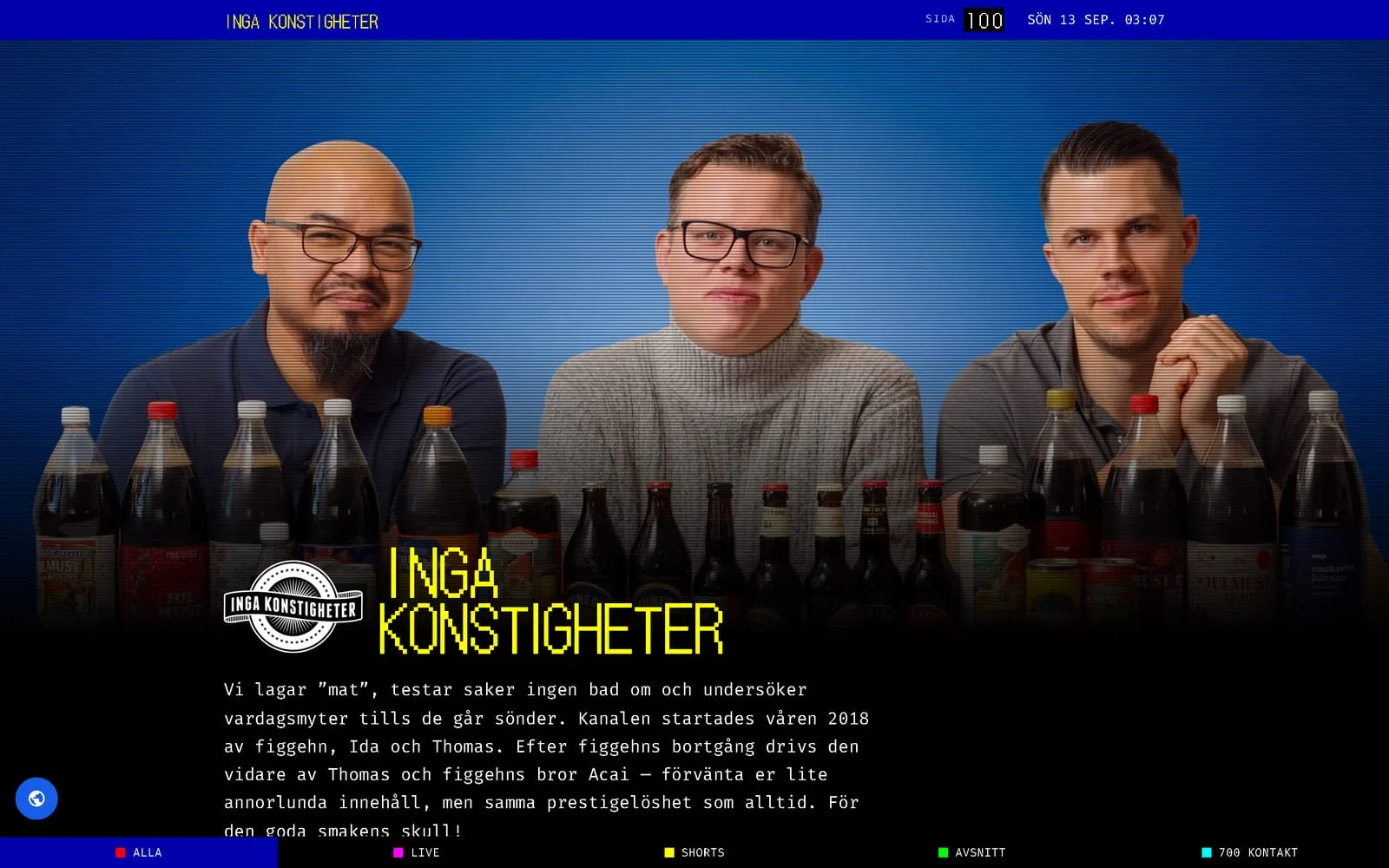Startsidan på ingakonstigheter.nu