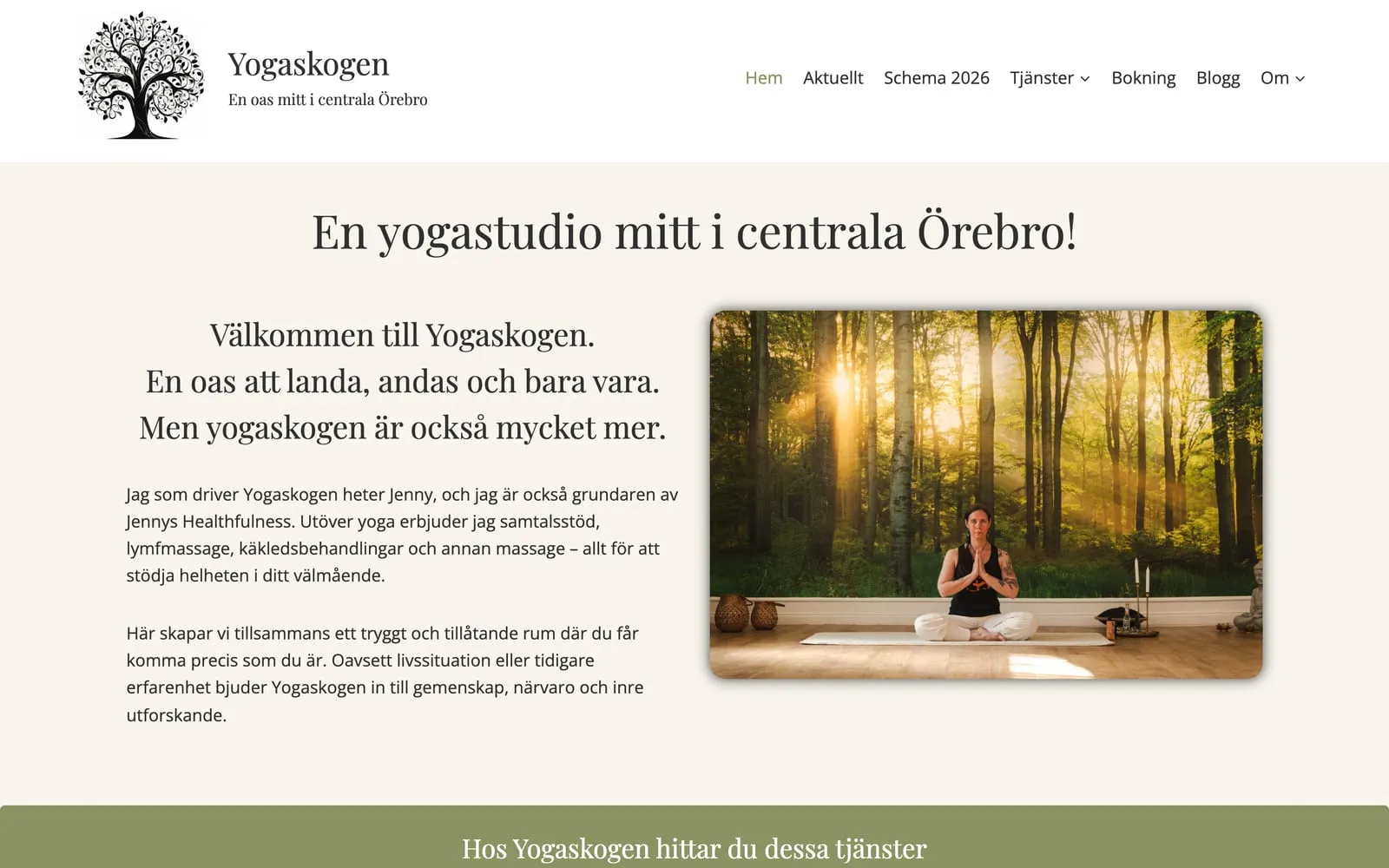 Startsidan på yogaskogen.se