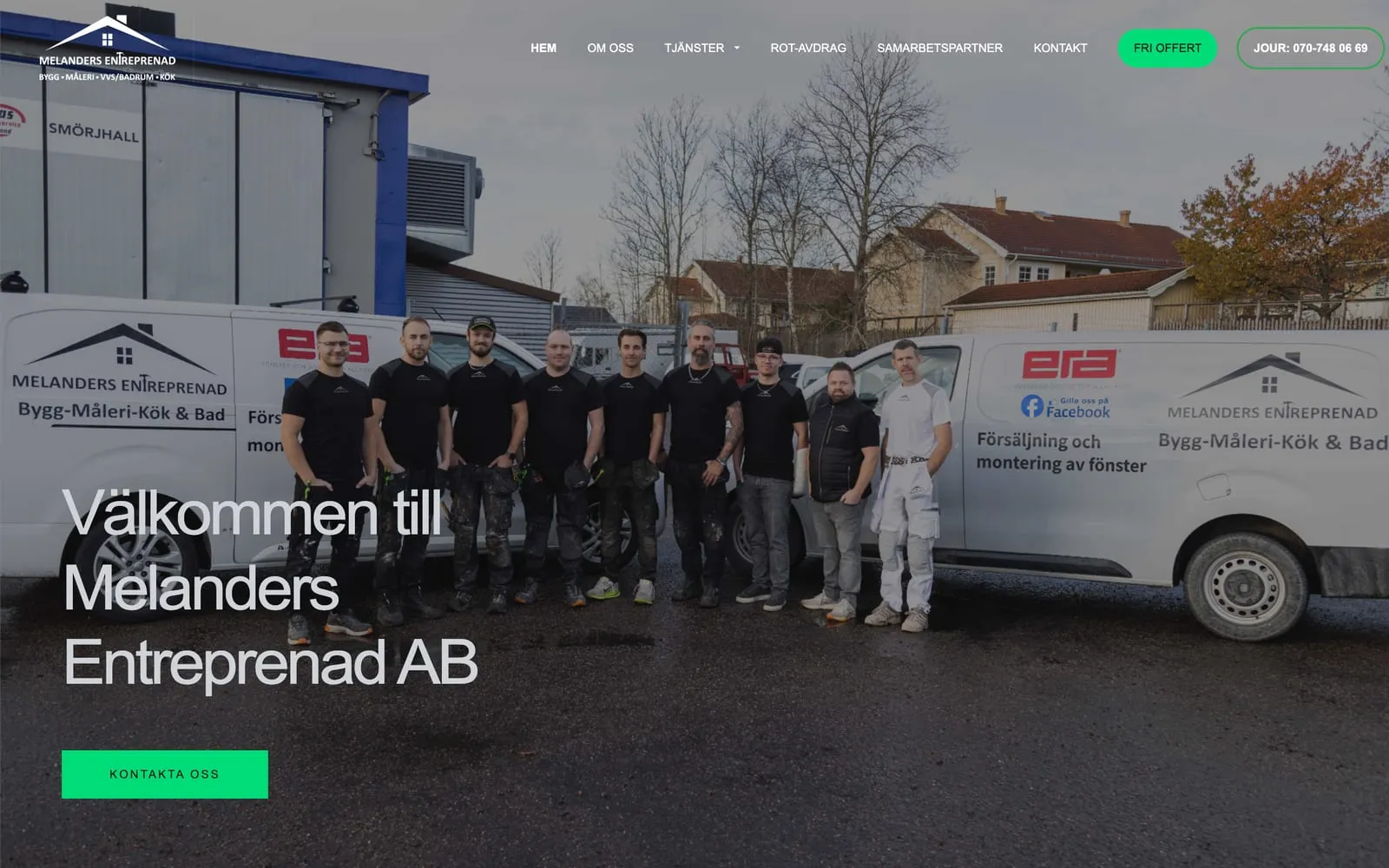 Startsidan på melandersentreprenad.se